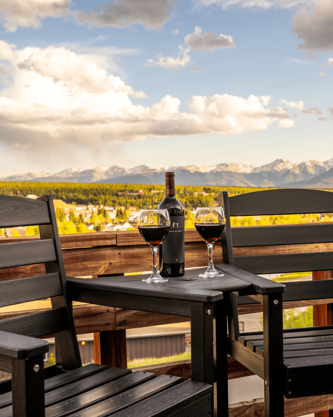 Mountain porch view from a Traverse Hospitality property in Colorado