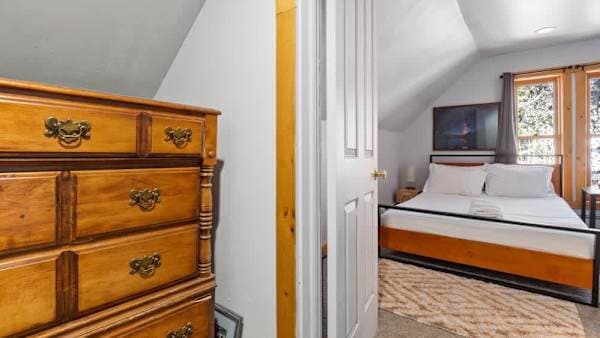 a classic wooden dresser and a bedroom set